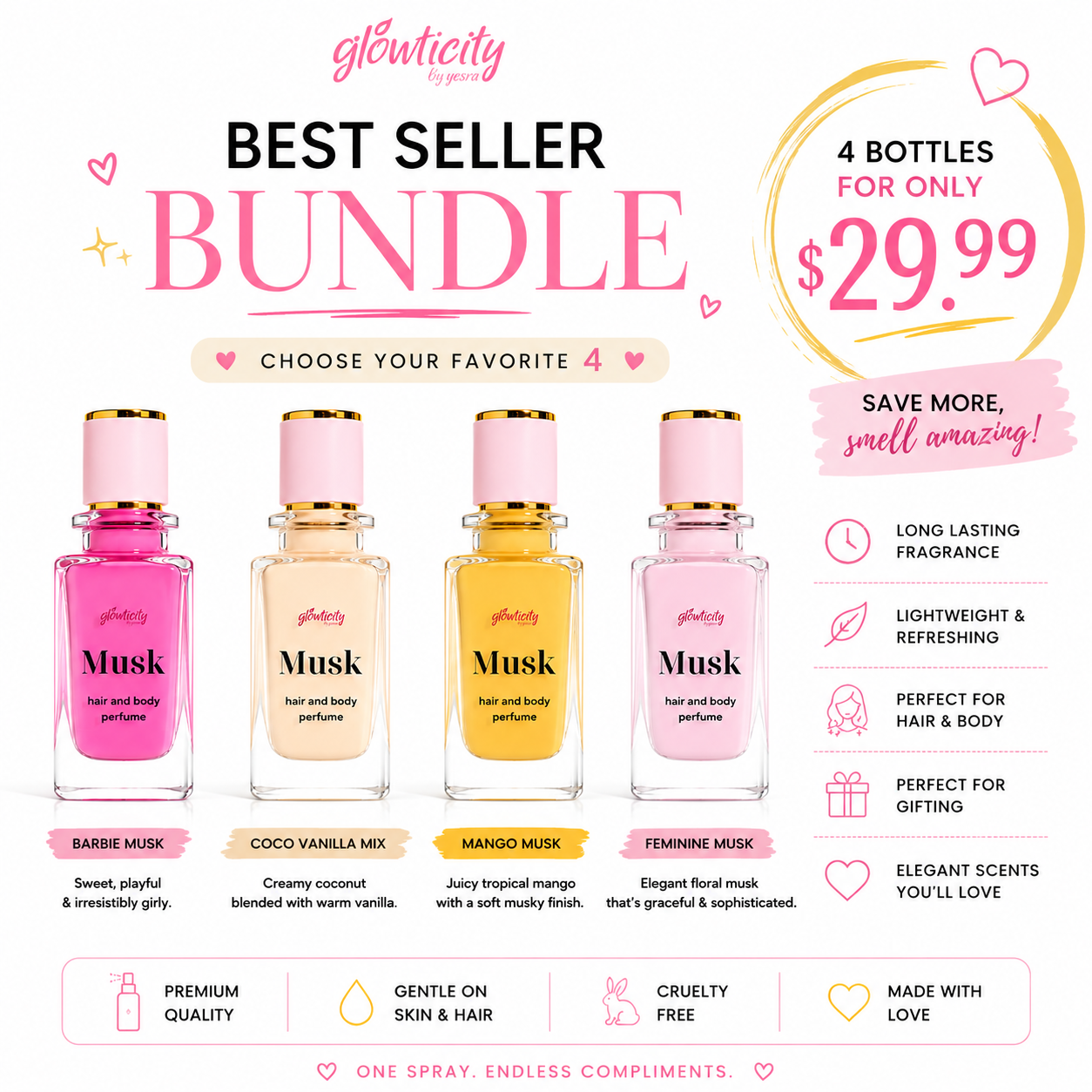 Best Seller Bundle 1 – Barbie Musk, Coco Vanilla Mix, Mango Musk, Feminine Musk