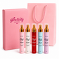 Glowticity Musk hair and body perfume mini bottles with a pink gift box and bag